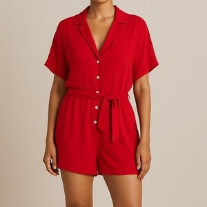 For Days Cherry‎ Red SS Utility Romper
